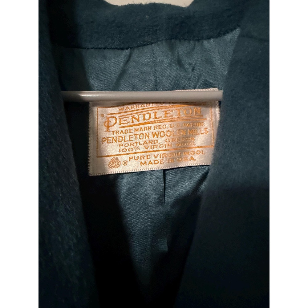 Vintage Pendleton Wool Coat Womens 8 Blue Teal Long Coat USA Virgin Wool - Picture 4 of 9